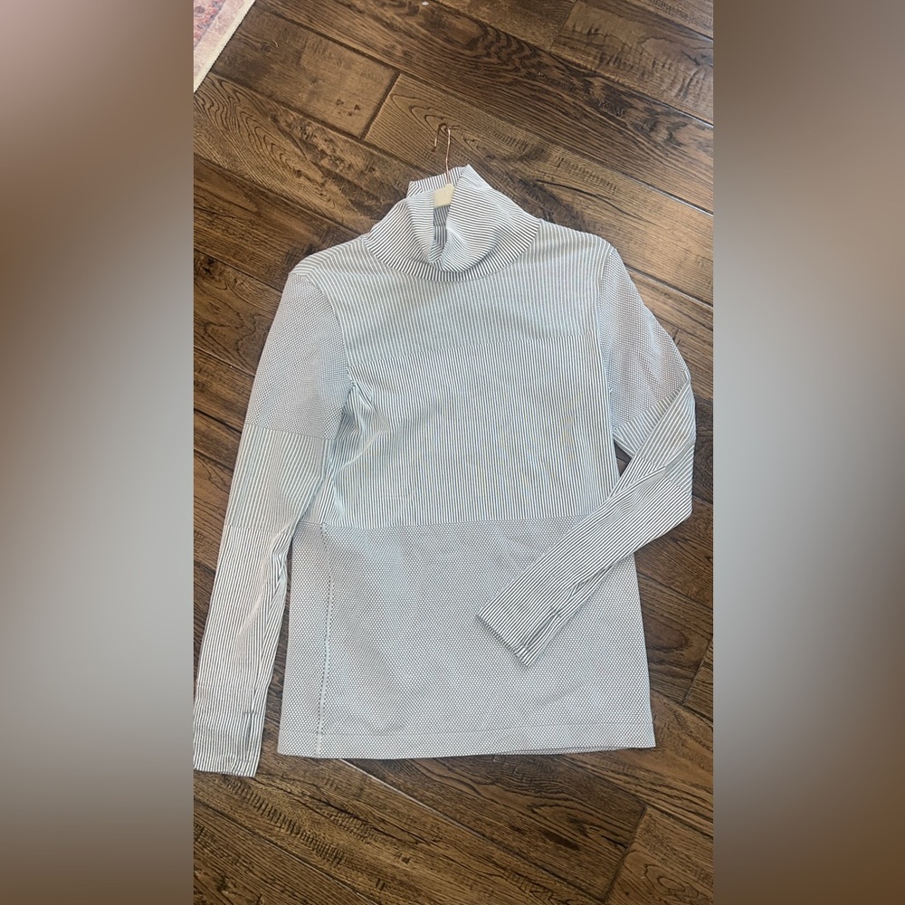 Athleta Striped Long Sleeve Turtleneck Top